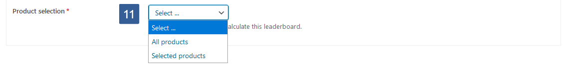 Steps for choosing the products used for ranking an affiliate leaderboard