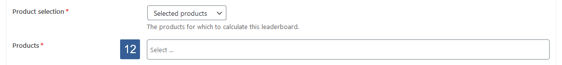 Steps for choosing the selected products used for ranking an affiliate leaderboard