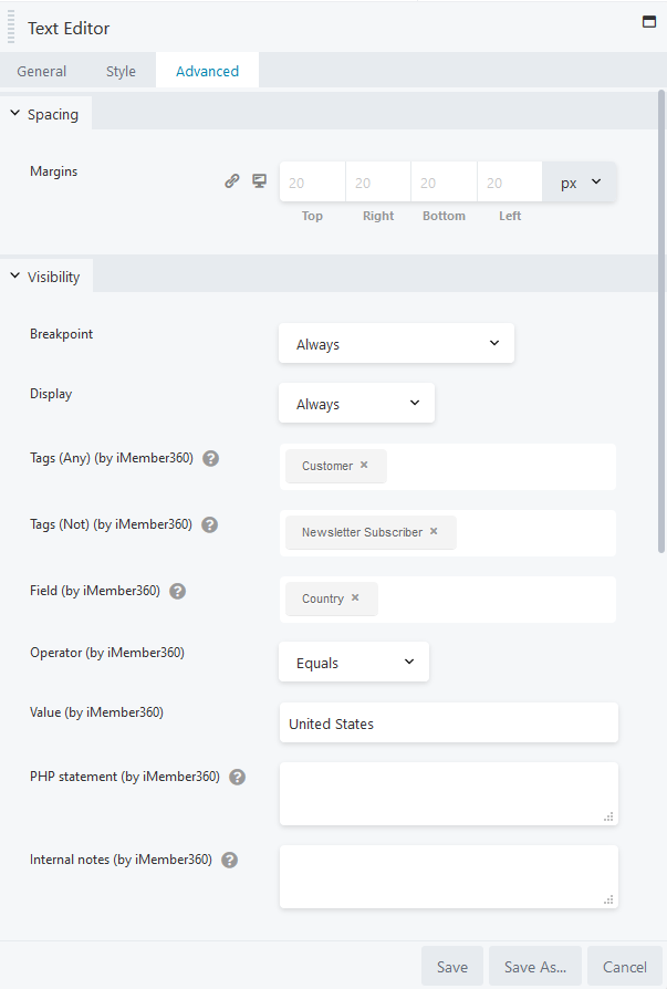 Beaver Builder Module/Column/Row Display Settings Example 3