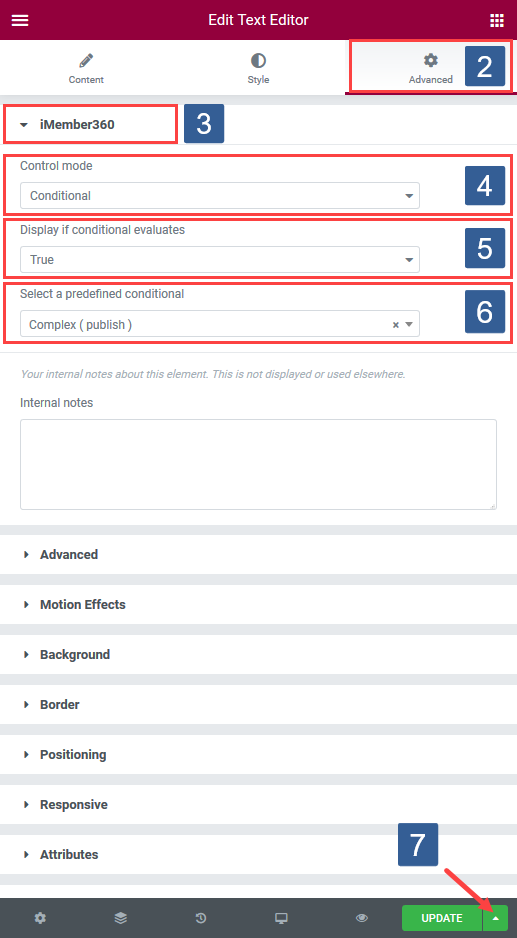 Steps to select a conditional to control Elementor Widget/Section display