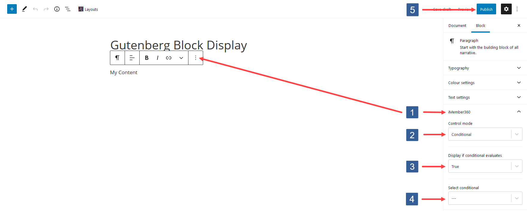Select a conditional to control block display