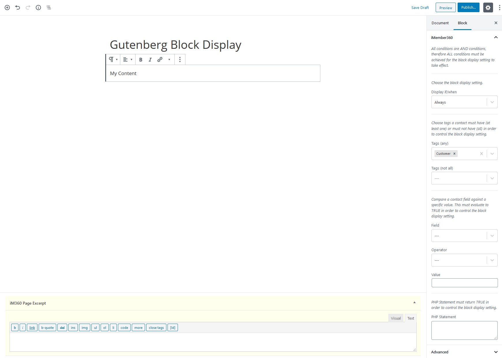Block Display Settings Example 1